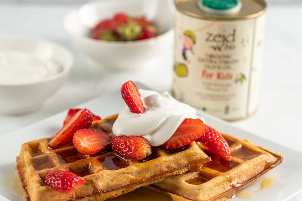 Waffle recipe with Zejd organic extra virgin olive oil for kids