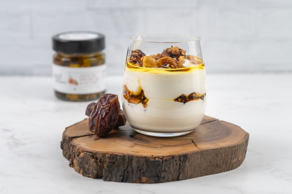 Honey Yogurt Parfait with Olive Oil Infused Fig & Nuts Mix